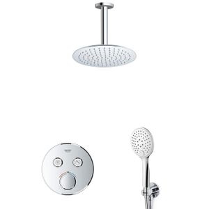 GROHE Grohtherm Regendoucheset Inbouw - hoofddouche 20cm - handdouche rond - plafondarm - plafondarm, chroom sw105953 SW104917 SW696254 SW377830 SW542643 SW496