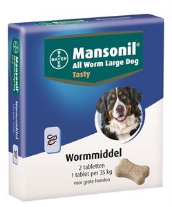 MANSONIL GROTE HOND ALL WORM TASTY TABLETTEN 2 ST