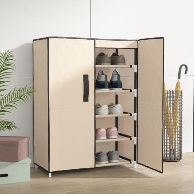 VidaXL Schoenenkast 60x28x90 cm stof crèmekleurig