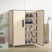VidaXL Schoenenkast 60x28x90 cm stof crèmekleurig