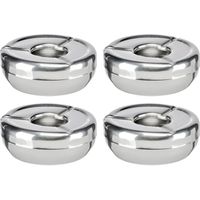 4x Ronde RVS asbakken 12 cm