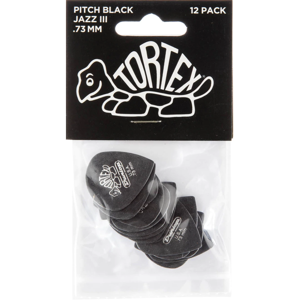 Dunlop Tortex Pitch Black Jazz III 0.73mm 12-pack plectrumset zwart