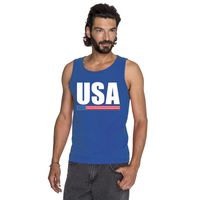 Amerika supporter mouwloos shirt/ tanktop blauw heren 2XL  -