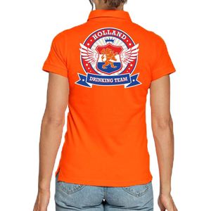 Holland Drinking Team polo t-shirt oranje met kroon voor dames 2XL  -