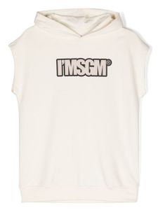 MSGM Kids hoodie sans manches à logo imprimé - Tons neutres