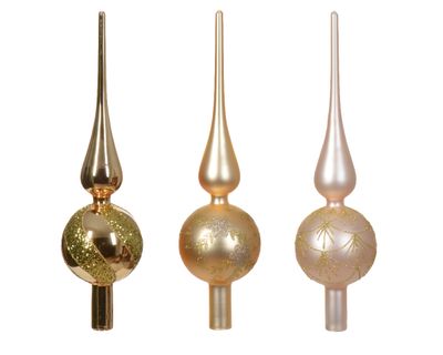 Piek glas d8l31 cm parel/goud a3 kerst - Decoris