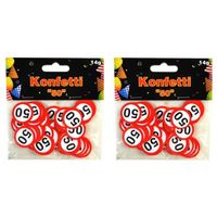 2x 50 jaar confetti versiering, 2 zakjes a 14 gram
