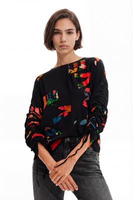 Blouse met verstelbare mouwen Love - BLACK - XL Blouse met verstelbare mouwen Love - BLACK - XL