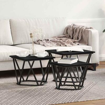 Salontafel 3 pcs Zwart eiken 50 x 50 x 40 cm
