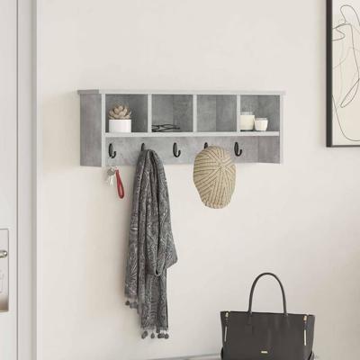 Wandgemonteerde kapstok Betongrijs 75 x 16 x 26 cm Bewerkt hout