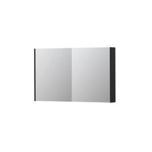 INK SPK2 Spiegelkast - 120x14x74cm - 2 deuren - dubbelzijdige Spiegel - schakelaar en stopcontact - MDF lak zwart mat 1105355