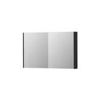 INK SPK2 Spiegelkast - 120x14x74cm - 2 deuren - dubbelzijdige Spiegel - schakelaar en stopcontact - MDF lak zwart mat 1105355