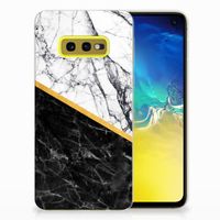 Samsung Galaxy S10e TPU Siliconen Hoesje Marmer Wit Zwart - Origineel Cadeau Man