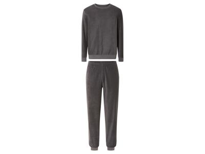 LIVERGY Badstof heren pyjama (L, Grijs)