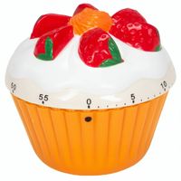 Patisse kookwekker cupcake 7,6 x 7,6 cm oranje/wit/rood - thumbnail