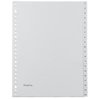 Pergamy tabbladen, ft A4, 23-gaatsperforatie, grijze PP, set 1-20