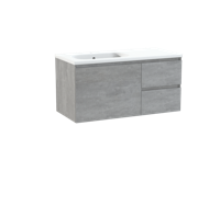 Storke Edge zwevend badmeubel 100 x 46 cm beton donkergrijs met Planza  in glanzend composiet marmer