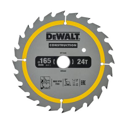 DeWALT Cirkelzaagblad voor Hout | Construction | Ø 165mm Asgat 20mm 24T - DT1949-QZ