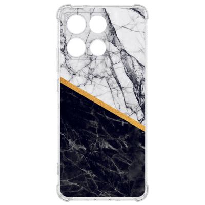 TPU Telefoonhoesje Motorola Moto G56 - Marble White Black backcover