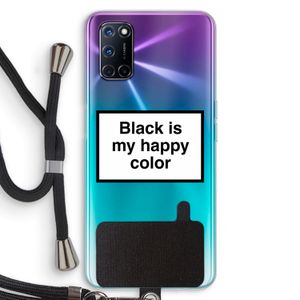 Black is my happy color: Oppo A92 Transparant Hoesje met koord