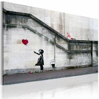 Schilderij - Meisje met de ballon (Banksy) 40x60cm , wanddecoratie , premium print op canvas - thumbnail