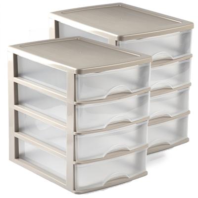 Plasticforte Ladeblok/bureau organizer met 2x lades - beige/transparant - L35,5 x B27 x H35 cm