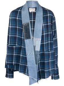 Greg Lauren veste en coton à design patchwork - Bleu