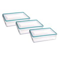 5Five Vershoudbakje met deksel - 3x - kunststof - luchtdicht - 25 x 18 x 7 cm - 2200 ml