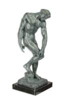 A BRONZE SCULPTURE OF ADAM