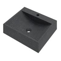 Basic Line Opbouw Waskom - 50x42x12 cm - Rechthoek - Hardsteen - met Kraanplateau