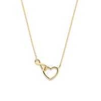 14k Geelgouden Collier met Hartje en Infinity - Verstelbare Lengte (40-44cm)