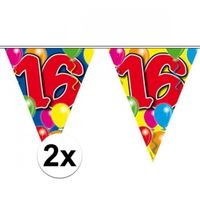 2x Gekleurde vlaggenlijnen 16 jaar 10 meter - thumbnail