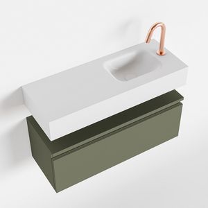 Toiletmeubel Mondiaz Andor | 80 cm | Meubelkleur Army | Lex vrijhangend wastafel Talc Rechts | 1 kraangat