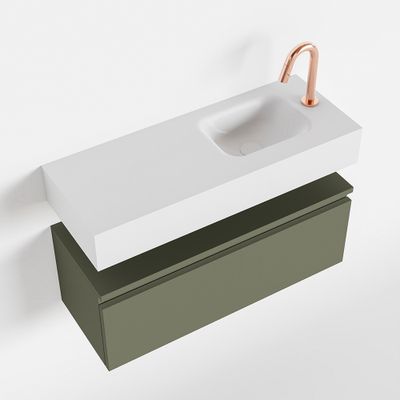 Toiletmeubel Mondiaz Andor | 80 cm | Meubelkleur Army | Lex vrijhangend wastafel Talc Rechts | 1 kraangat