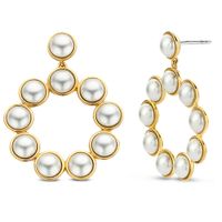 TI SENTO-Milano 7905YP Oorhangers Crystal Pearl zilver-parel goudkleurig-wit 37 mm