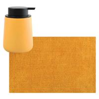 MSV badkamer droogloop mat/tapijt - 40 x 60 cm - met zelfde kleur zeeppompje 300 ml - saffraan geel - Badmatjes