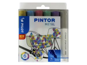 Pilot Pintor Goud, Metaalachtig blauw, Metaalachtig groen, Metaalachtig roze, Metallic violet, Zilver 6 stuk(s)