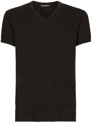 Dolce & Gabbana t-shirt à col v - Noir
