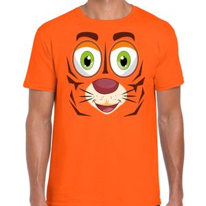 Dieren verkleed t-shirt heren - tijger gezicht - carnavalskleding - oranje