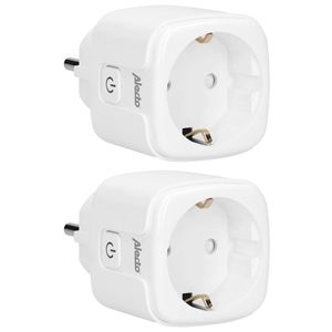 Smart wifi tussenstekker met energiemeter, 16A, 3680W, 2 pack Alecto Wit