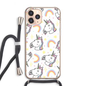Rainbow Unicorn: iPhone 11 Pro Max Transparant Hoesje met koord