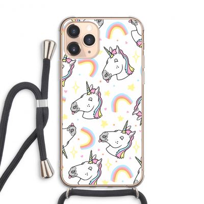 Rainbow Unicorn: iPhone 11 Pro Max Transparant Hoesje met koord