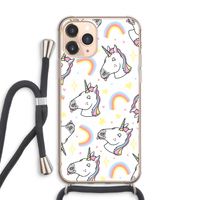 Rainbow Unicorn: iPhone 11 Pro Max Transparant Hoesje met koord