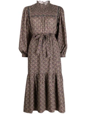 Bonpoint robe mi-longue à fleurs - Vert