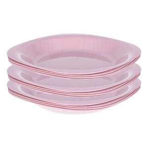 Verjaardag/kinder/camping borden - 12x stuks - Dia 21 cm - roze - kunststof - onbreekbaar