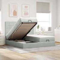 Ottoman bed met matrassen 160x200cm fluweel lichtgrijs