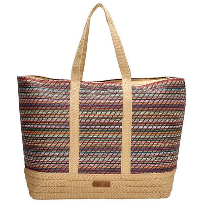 Beagles Rieten Strandtas Natural Life Multi Zwart