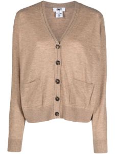 DKNY cardigan en laine à col v - Tons neutres