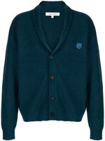 Maison Kitsuné cardigan nervuré à patch logo Bold Fox Head - Bleu - thumbnail