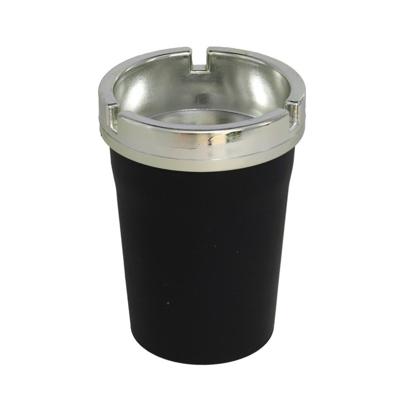 Asbak met deksel - voor auto, strand en tuin - zwart - 11 x 8 cm - kunststof